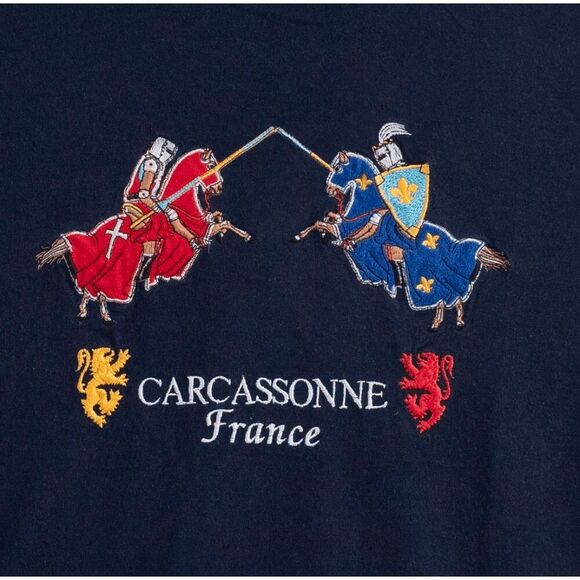 Carcassonne France Jousters Embroidered T-Shirt Size XL - Picture 4 of 5
